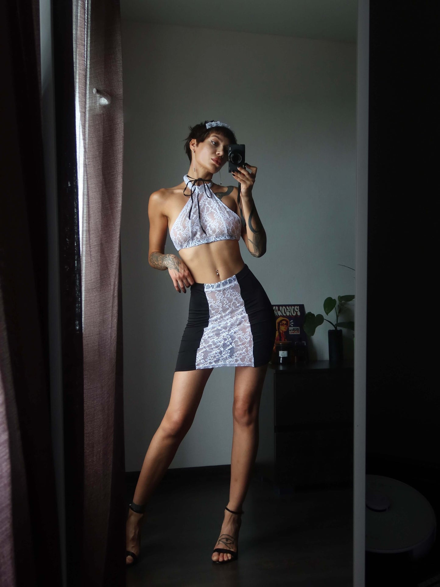 ELITE CASA Sexy French Maid Costume Lingerie Set