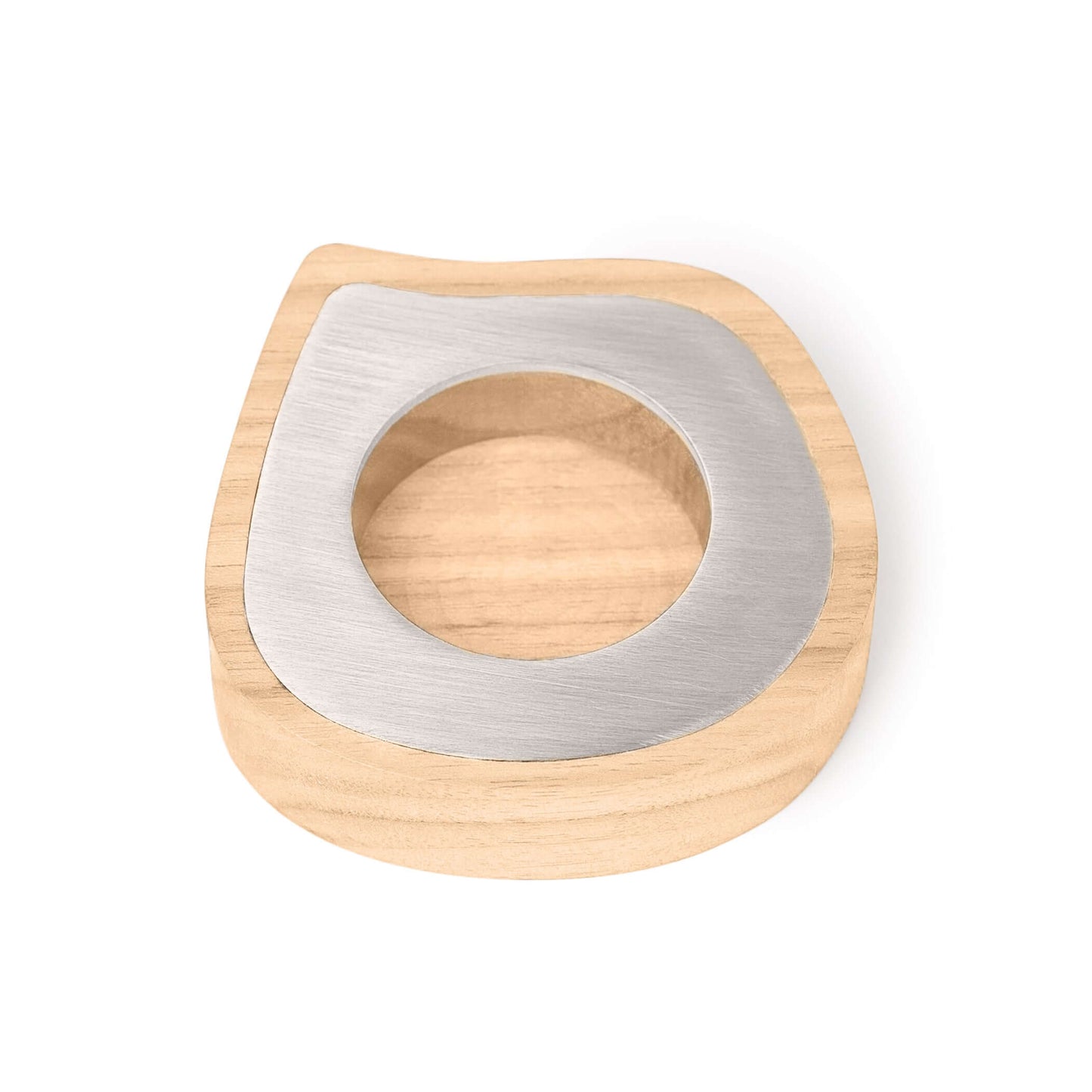 ELITE CASA Ash Wood & Steel Candle Holder