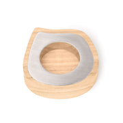 ELITE CASA Ash Wood & Steel Candle Holder