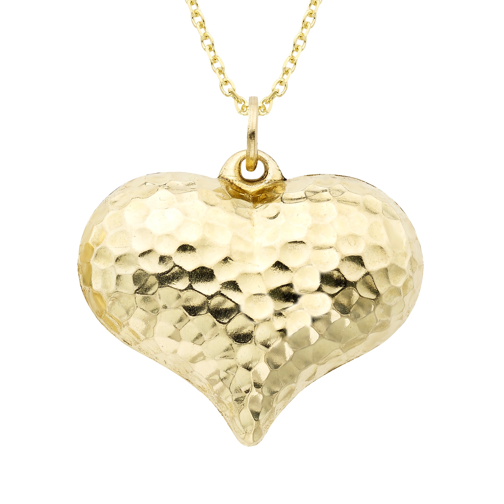 14k Gold Puff Heart Charm and Necklace 18" Valentine Special Gift