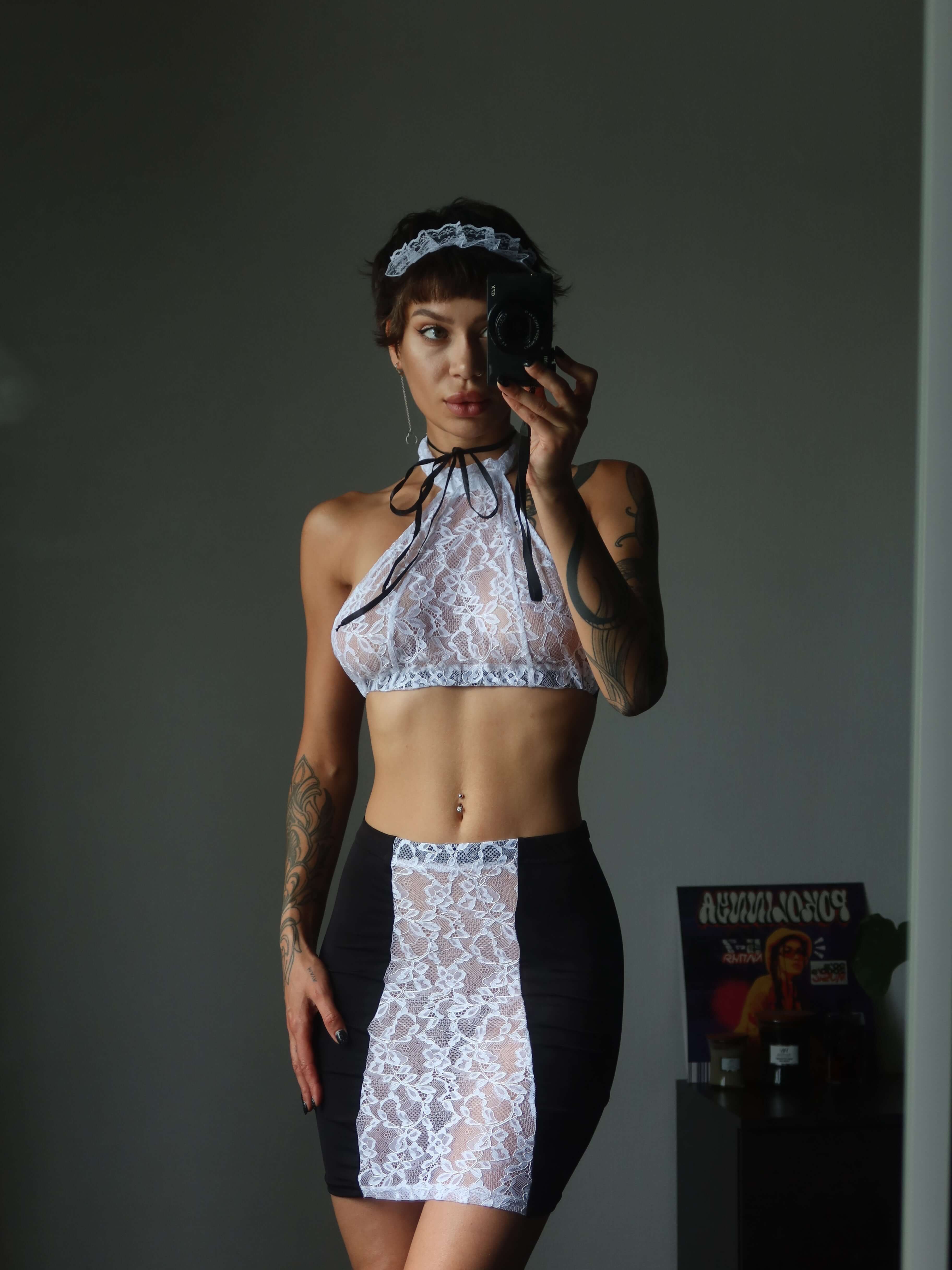 ELITE CASA Sexy French Maid Costume Lingerie Set