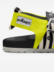 ELITE CASA BYMANYC® Madison Avenue Run Eco Shoes in vibrant yellow and striped design.