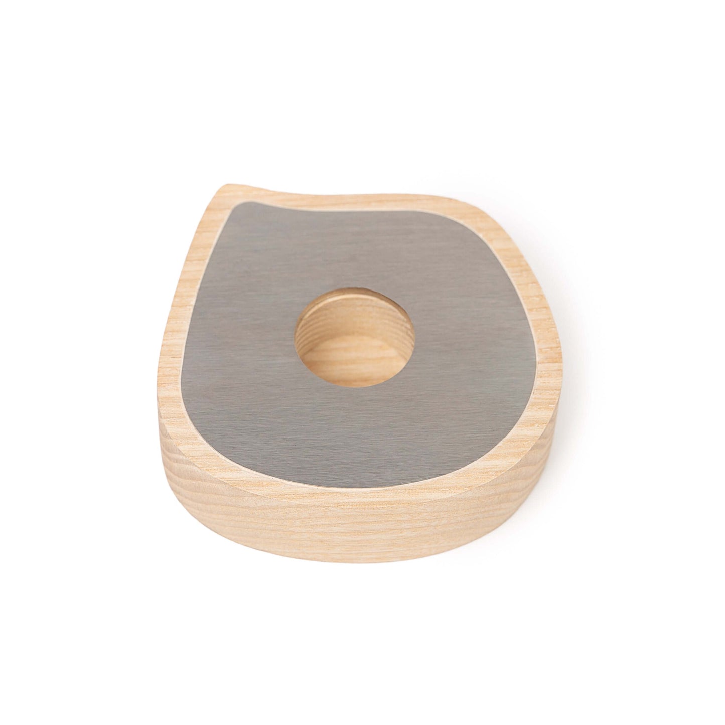 ELITE CASA Ash Wood & Steel Candle Holder