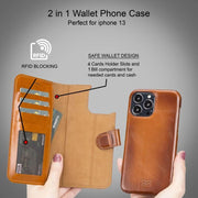 ELITE CASA iPhone 13 Leather Detachable Wallet Case