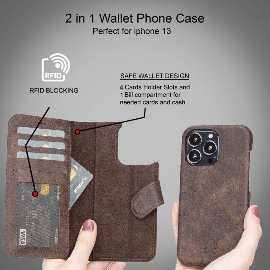 ELITE CASA iPhone 13 Leather Detachable Wallet Case