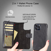 ELITE CASA iPhone 13 Leather Detachable Wallet Case