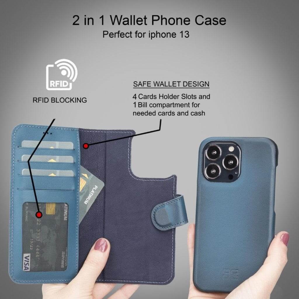 ELITE CASA iPhone 13 Leather Detachable Wallet Case