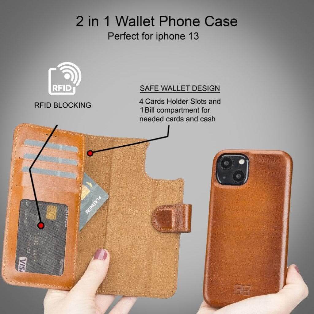 ELITE CASA iPhone 13 Leather Detachable Wallet Case