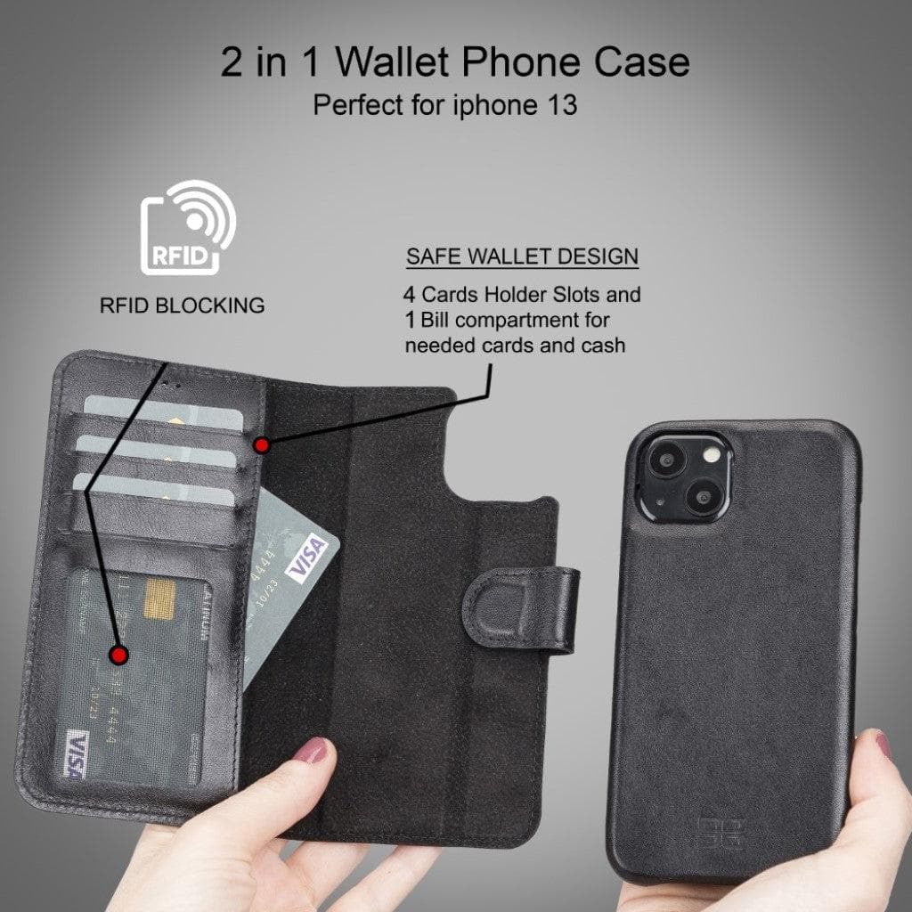 ELITE CASA iPhone 13 Leather Detachable Wallet Case