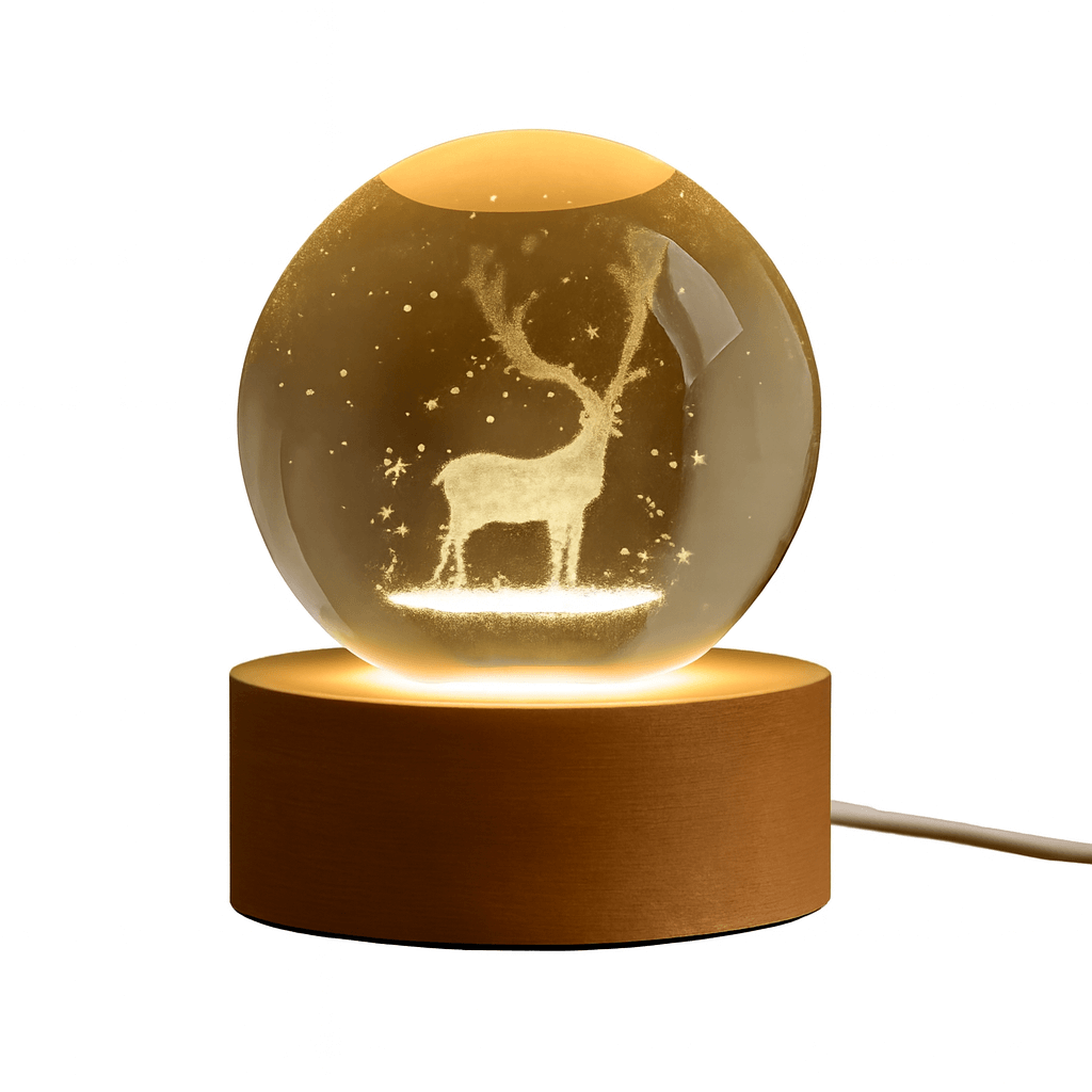ELITE CASA Golden Reindeer Snow Globe Light