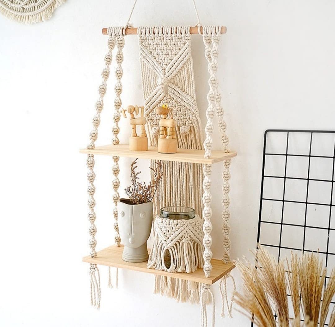 ELITE CASA Macrame Wall Hanging Shelf