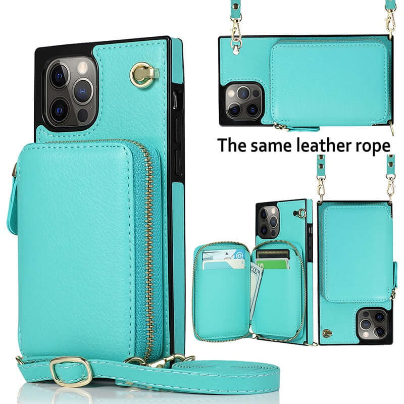ELITE CASA Zipper Wallet Crossbody Case for iPhone