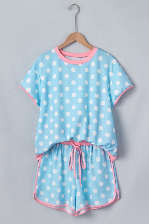 Polka Dot Contrast Trim Top & Short Set - Image 4