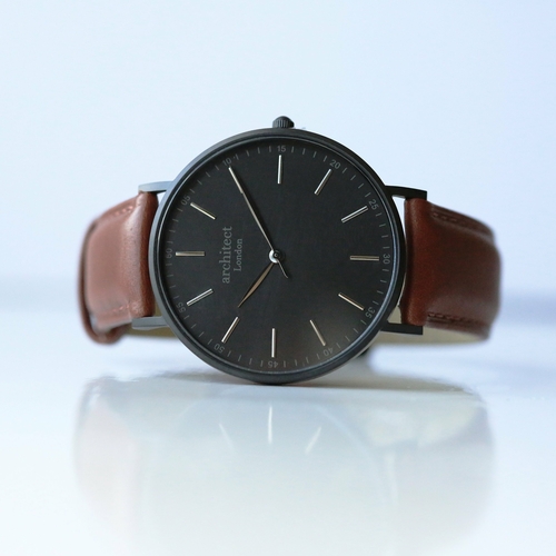 Modern Font Engraving - Men's Minimalist Watch + Walnut Strap - Image 4