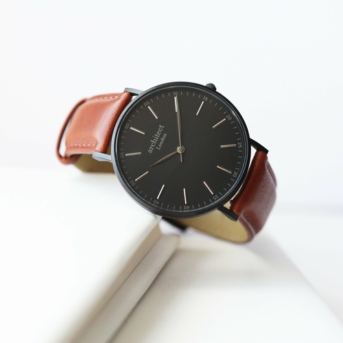 Modern Font Engraving - Men's Minimalist Watch + Walnut Strap - Image 6