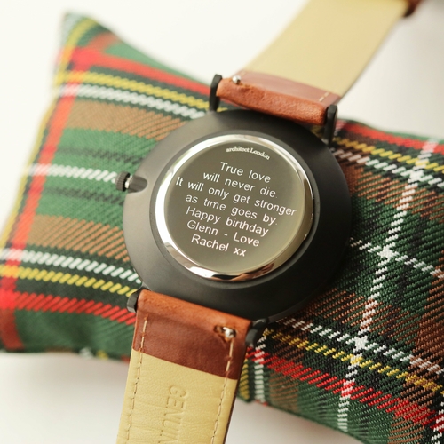 Modern Font Engraving - Men's Minimalist Watch + Walnut Strap - Image 3