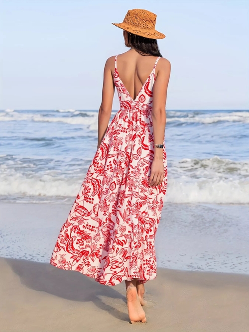 Printed Spaghetti Strap Midi Dress - Image 3
