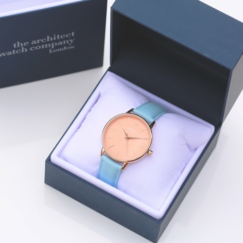 Ladies Architēct Coral - Handwriting Engraving + Light Blue Strap - Image 7