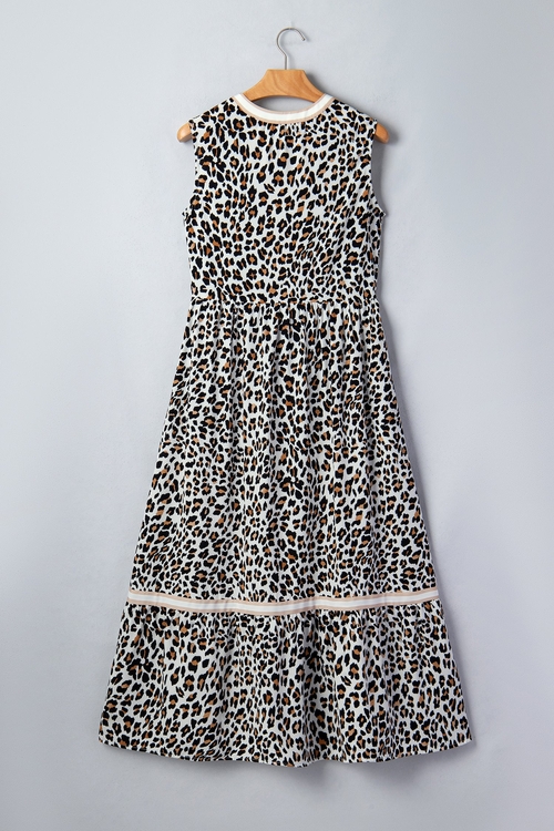 Leopard Colorblock Sleeveless Midi Dress - Image 3