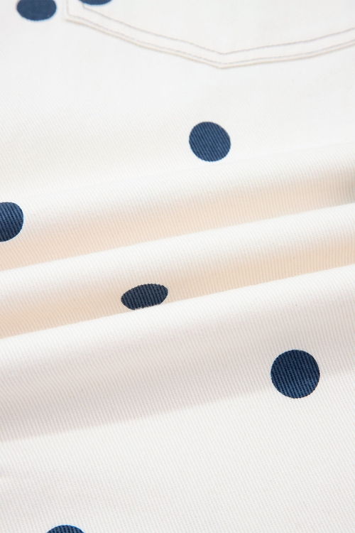 Polka Dot Denim Barrel Leg Overalls Jumpsuit - Image 6