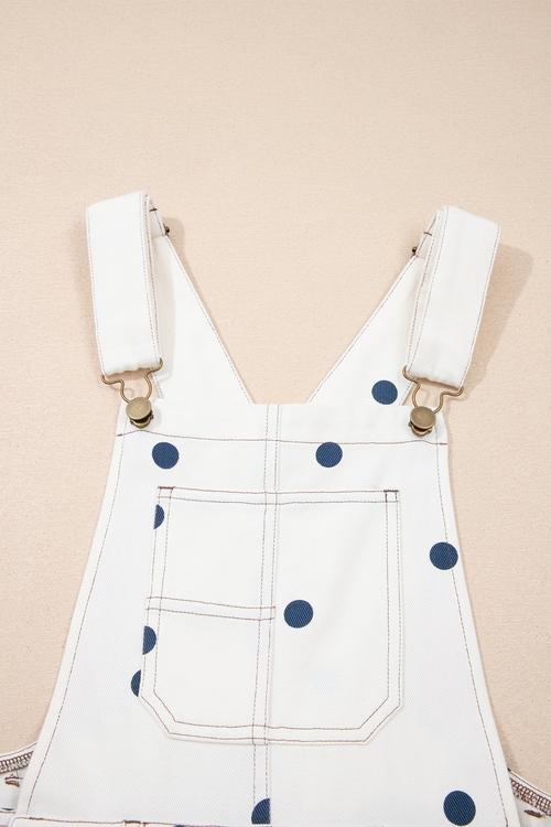 Polka Dot Denim Barrel Leg Overalls Jumpsuit - Image 5