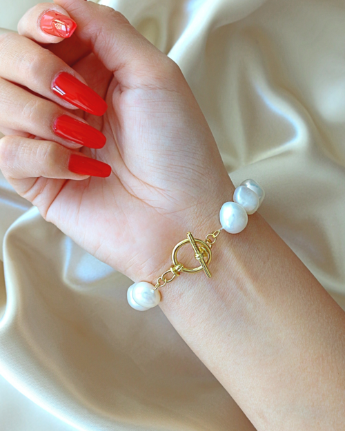 Baroque Genuine Freshwater Pearls & 925 Sterling Silver Bracelet - Image 6