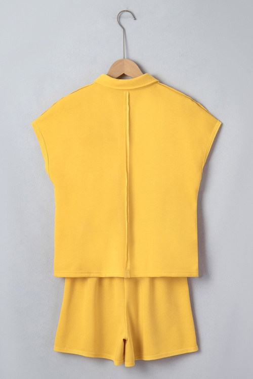 Solid Polo Tee &Elastic Waist Short Set - Image 5