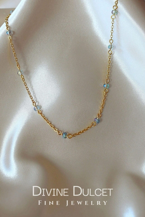 18 Karats Chrome Glass Crystals Chain Choker - Image 3