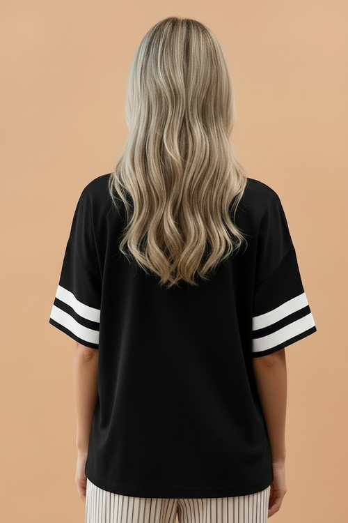 Varsity Stripe Crew Neck Short Sleeve T-Shirt - Image 2