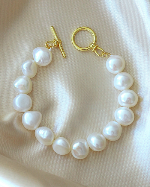 Baroque Genuine Freshwater Pearls & 925 Sterling Silver Bracelet - Image 3