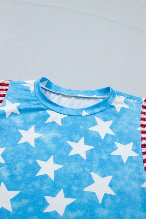 Stars & Stripes Mineral Wash Ruffle Sleeve Top - Image 4