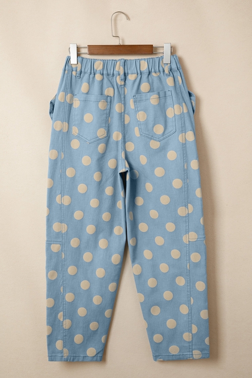 Polka Dot Denim Bow Pocket Barrel Leg Jeans - Image 4
