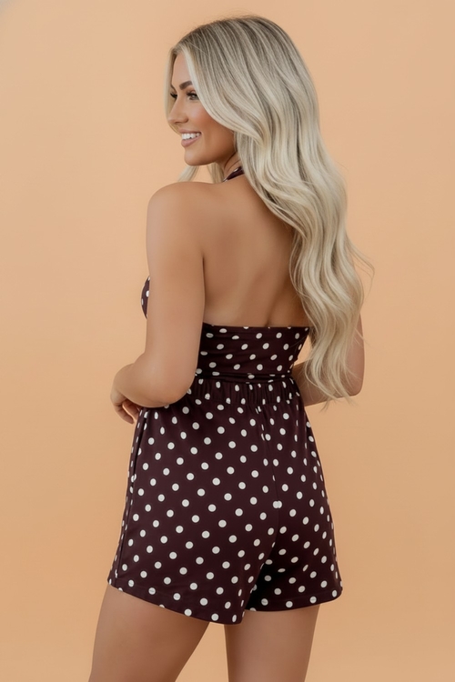 Polka Dot Halter Tank & Elastic Shorts Set - Image 2