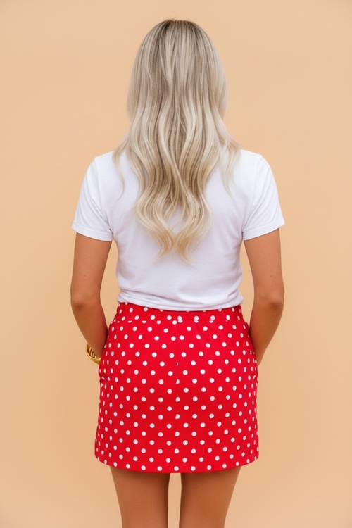 Polka Dot Drawstring Mini Skort - Image 2