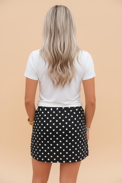 Polka Dot Drawstring Mini Skort - Image 6