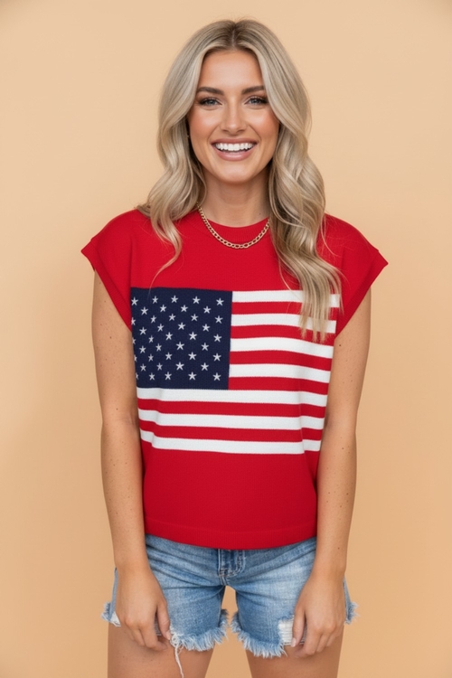 USA Flag Stars & Stripes Dolman Sleeve Sweater